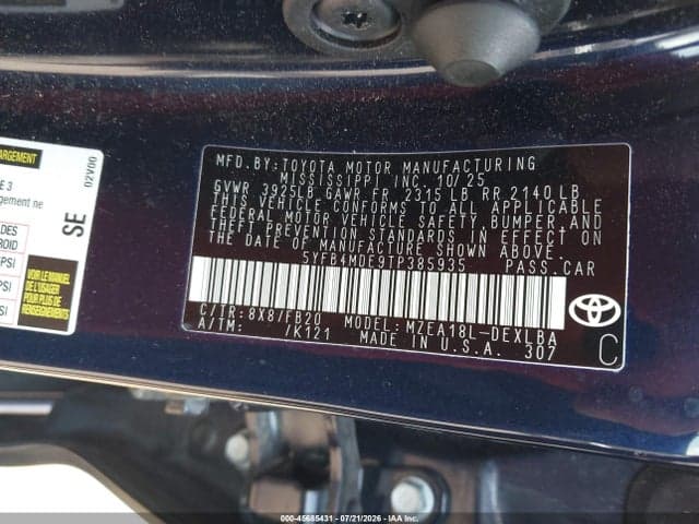 2026 TOYOTA COROLLA LE 9