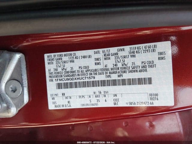 2017 FORD ESCAPE SE 9