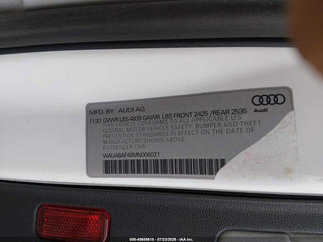 2021 AUDI A4 PREMIUM 40 TFSI QUATTRO S TRONIC 9