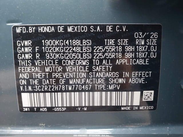 2026 HONDA HR-V AWD EX-L 9