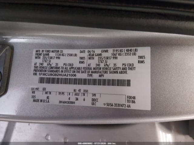 2017 FORD ESCAPE SE 9