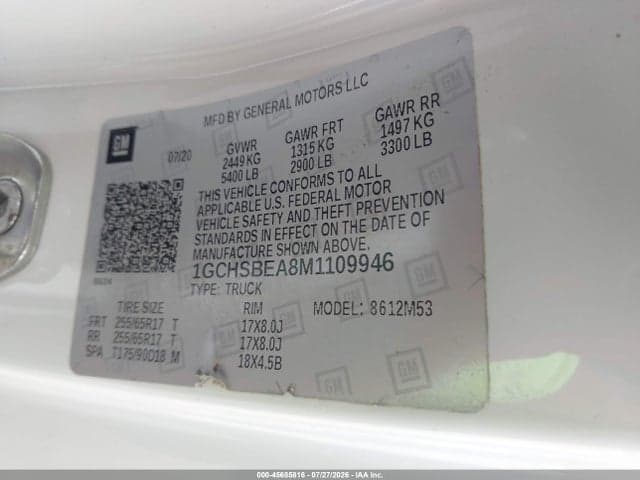 2021 CHEVROLET COLORADO 2WD LONG BOX WT 9