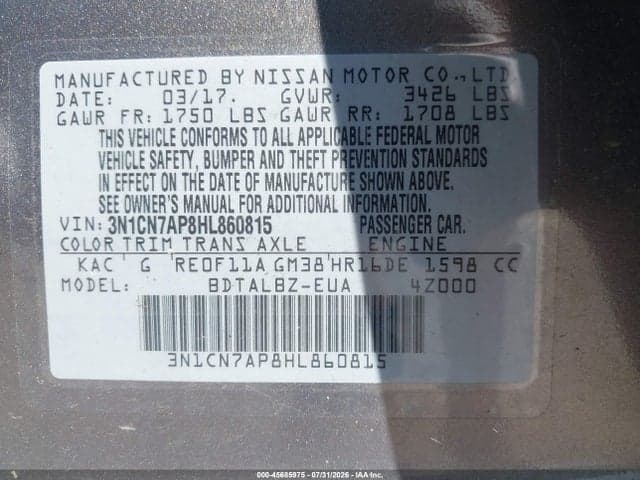 2017 NISSAN VERSA 1.6 SV 9