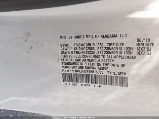 2019 HONDA ODYSSEY EX-L 9
