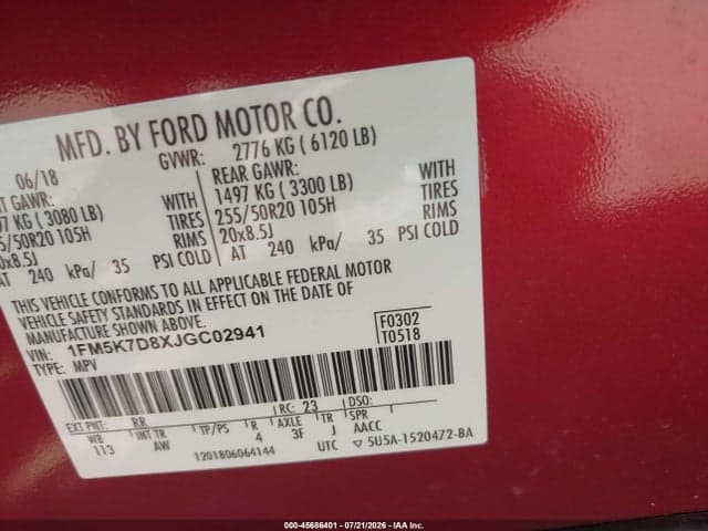 2018 FORD EXPLORER XLT 9