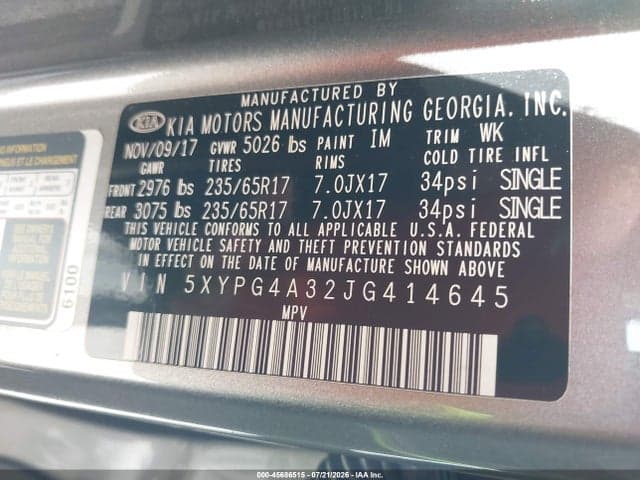 2018 KIA SORENTO 2.4L LX 9