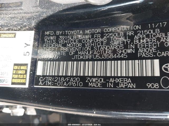 2018 TOYOTA PRIUS TWO 9
