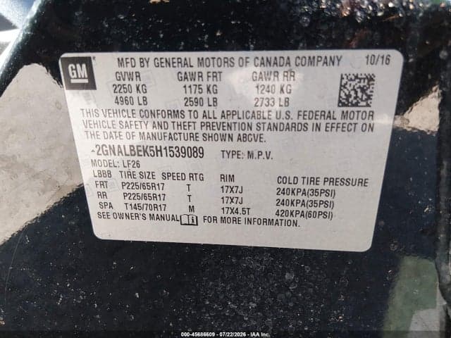 2017 CHEVROLET EQUINOX LS 9