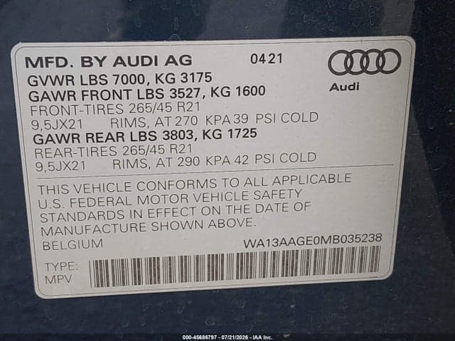 2021 AUDI E-TRON SPORTBACK PRESTIGE QUATTRO 9