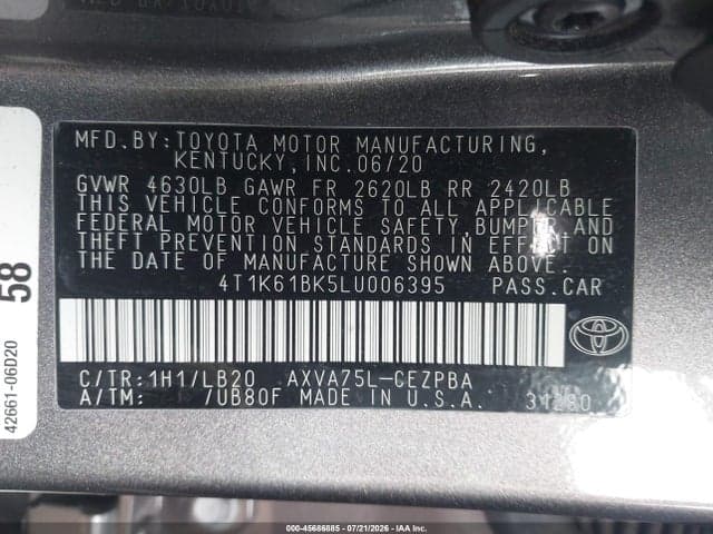 2020 TOYOTA CAMRY XSE AWD 9