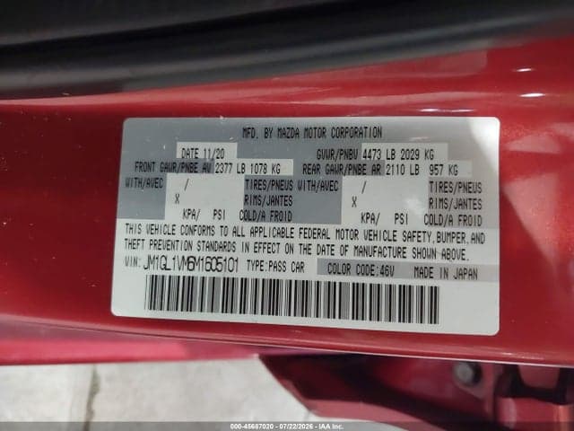 2021 MAZDA MAZDA6 TOURING 9