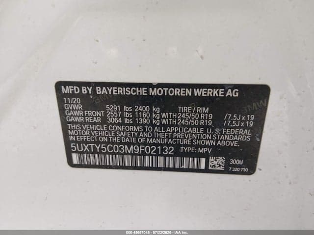 2021 BMW X3 XDRIVE30I 9