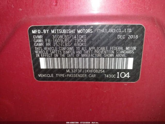 2019 MITSUBISHI MIRAGE G4 ES 9