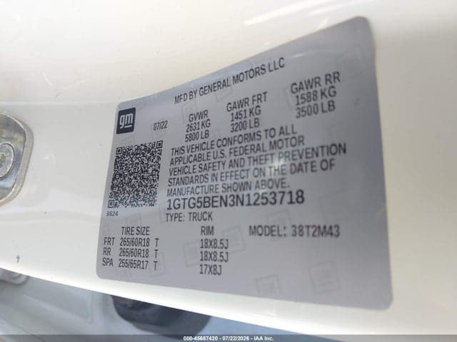 2022 GMC CANYON 2WD SHORT BOX ELEVATION STANDARD 9
