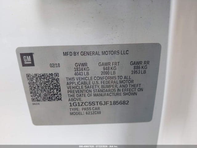 2018 CHEVROLET MALIBU 1FL 9
