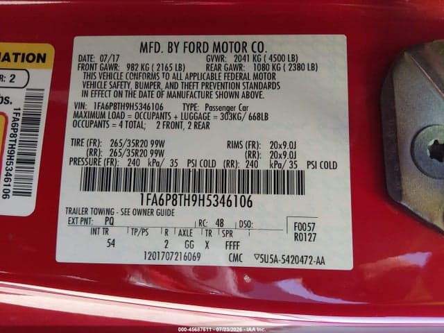 2017 FORD MUSTANG ECOBOOST 9