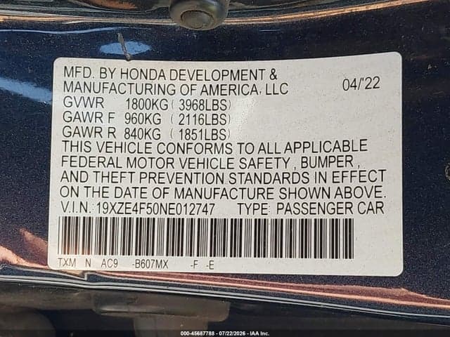 2022 HONDA INSIGHT EX 9
