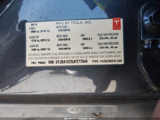 2018 TESLA MODEL S 100D/75D/P100D 9