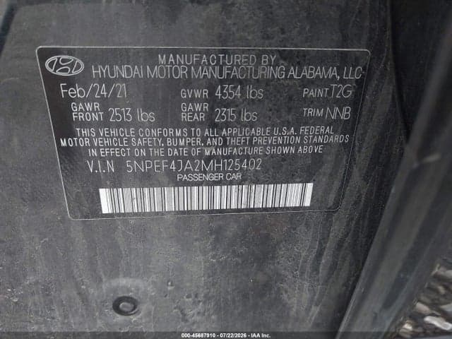 2021 HYUNDAI SONATA SEL 9