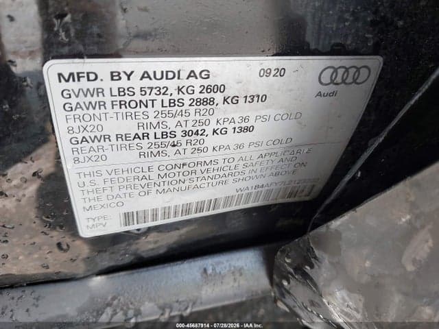 2020 AUDI SQ5 PREMIUM PLUS TFSI QUATTRO TIPTRONIC 9