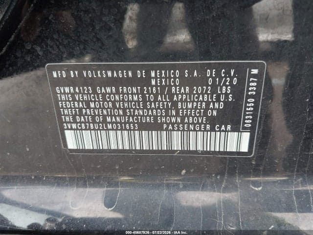 2020 VOLKSWAGEN JETTA 1.4T R-LINE/1.4T S/1.4T SE 9