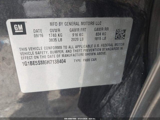 2017 CHEVROLET CRUZE LT AUTO 9
