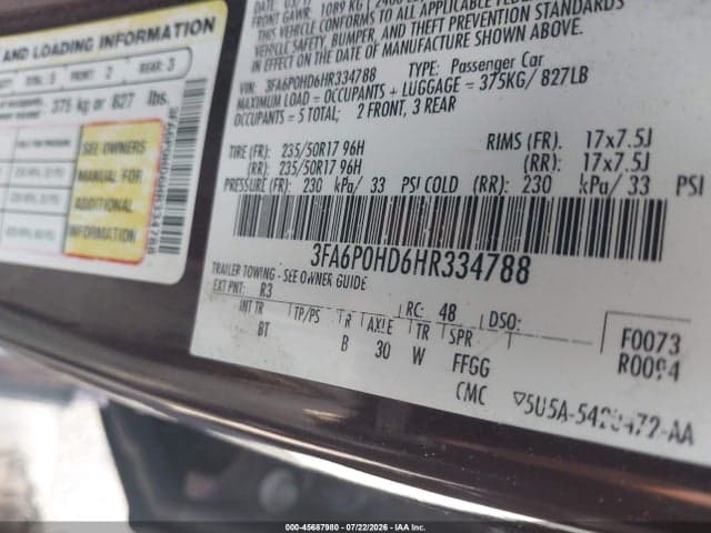 2017 FORD FUSION SE 9