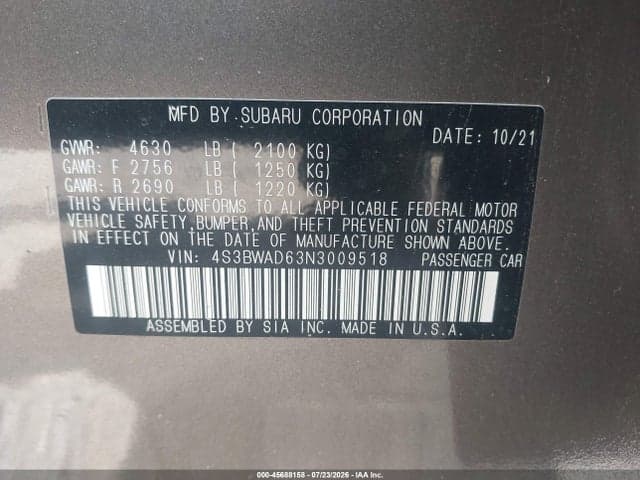 2022 SUBARU LEGACY PREMIUM 9