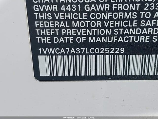 2020 VOLKSWAGEN PASSAT 2.0T SEL 9