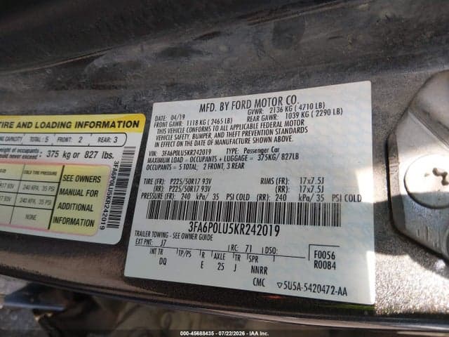 2019 FORD FUSION HYBRID SE 9