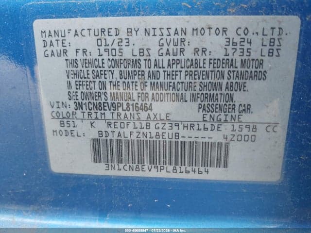 2023 NISSAN VERSA 1.6 SV XTRONIC CVT 9