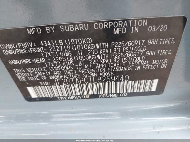 2020 SUBARU CROSSTREK PREMIUM 9