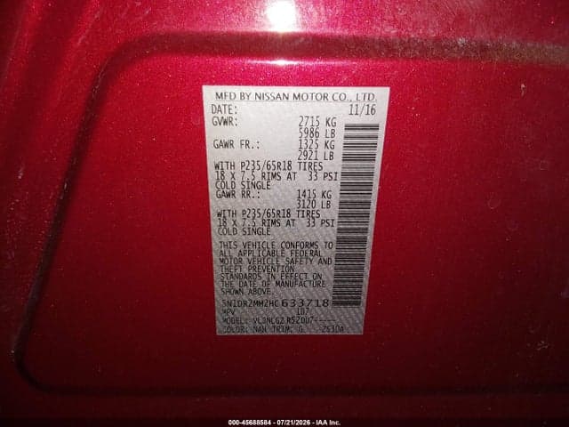 2017 NISSAN PATHFINDER SL 9