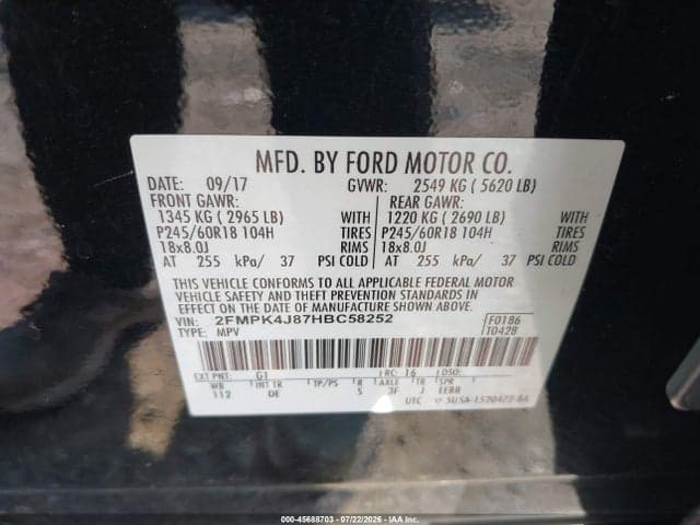 2017 FORD EDGE SEL 9