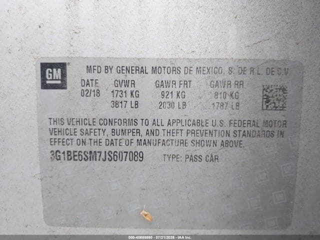 2018 CHEVROLET CRUZE LT AUTO 10