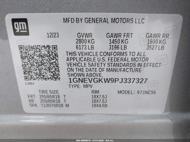 2023 CHEVROLET TRAVERSE AWD LT CLOTH 9