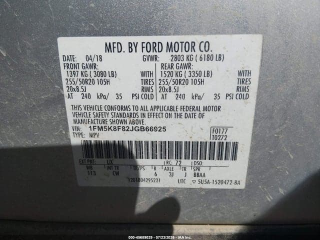 2018 FORD EXPLORER LIMITED 9