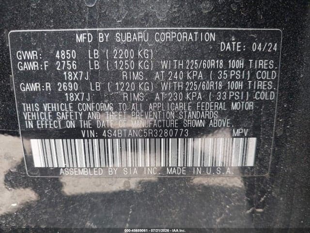 2024 SUBARU OUTBACK LIMITED 9