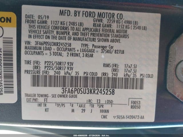 2019 FORD FUSION ENERGI TITANIUM 9