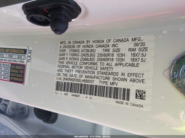 2020 HONDA CR-V AWD EX 9