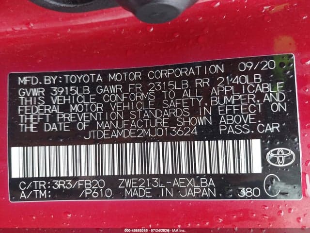 2021 TOYOTA COROLLA HYBRID LE 9