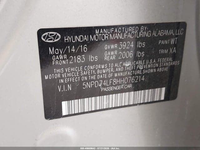2017 HYUNDAI ELANTRA SE 9