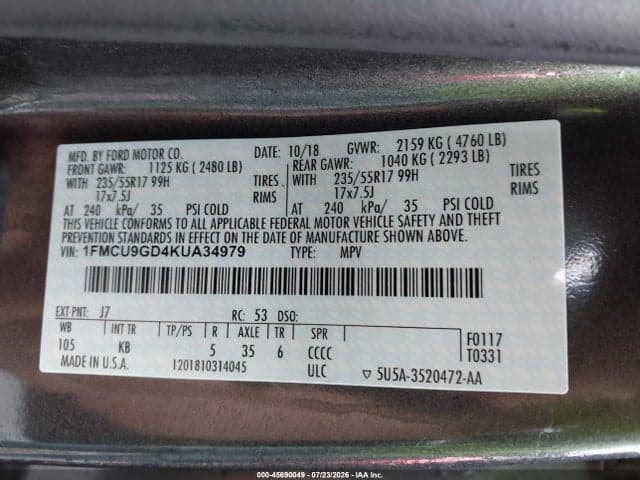 2019 FORD ESCAPE SE 9