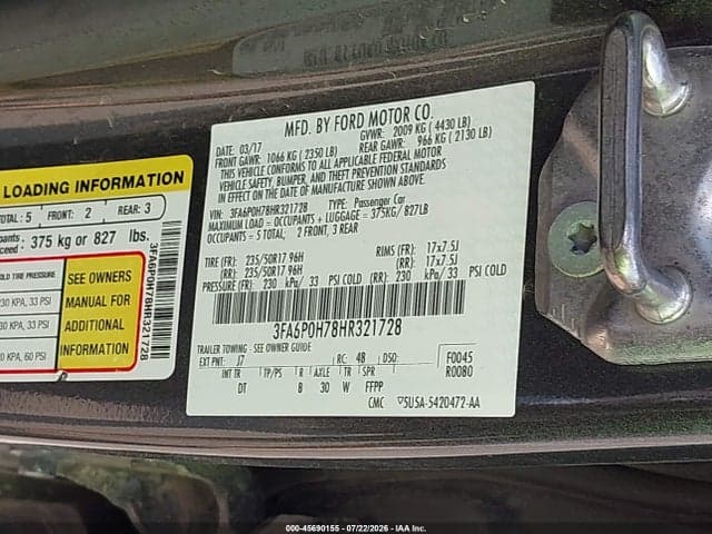 2017 FORD FUSION SE 9