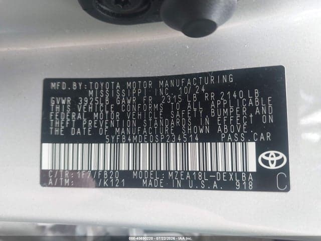 2025 TOYOTA COROLLA LE 9