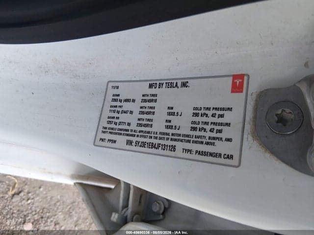 2018 TESLA MODEL 3 LONG RANGE/PERFORMANCE 9