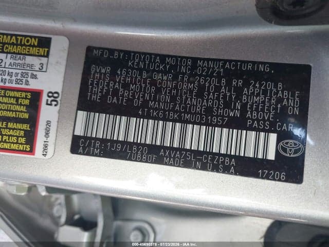 2021 TOYOTA CAMRY XSE AWD 10