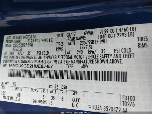 2017 FORD ESCAPE SE 10