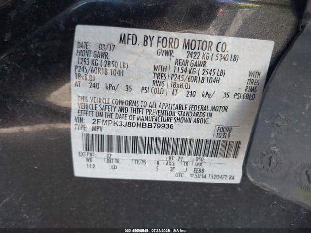 2017 FORD EDGE SEL 9