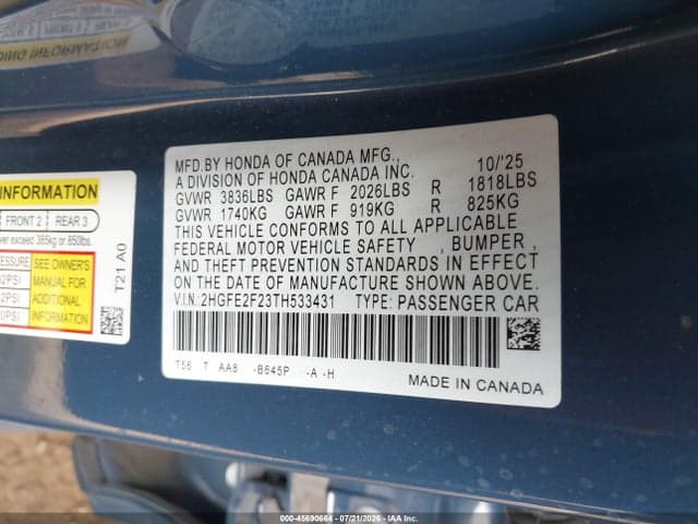 2026 HONDA CIVIC LX 9